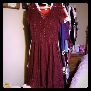 EUC iHot Burgundy Vintage Lace Cocktail Dress